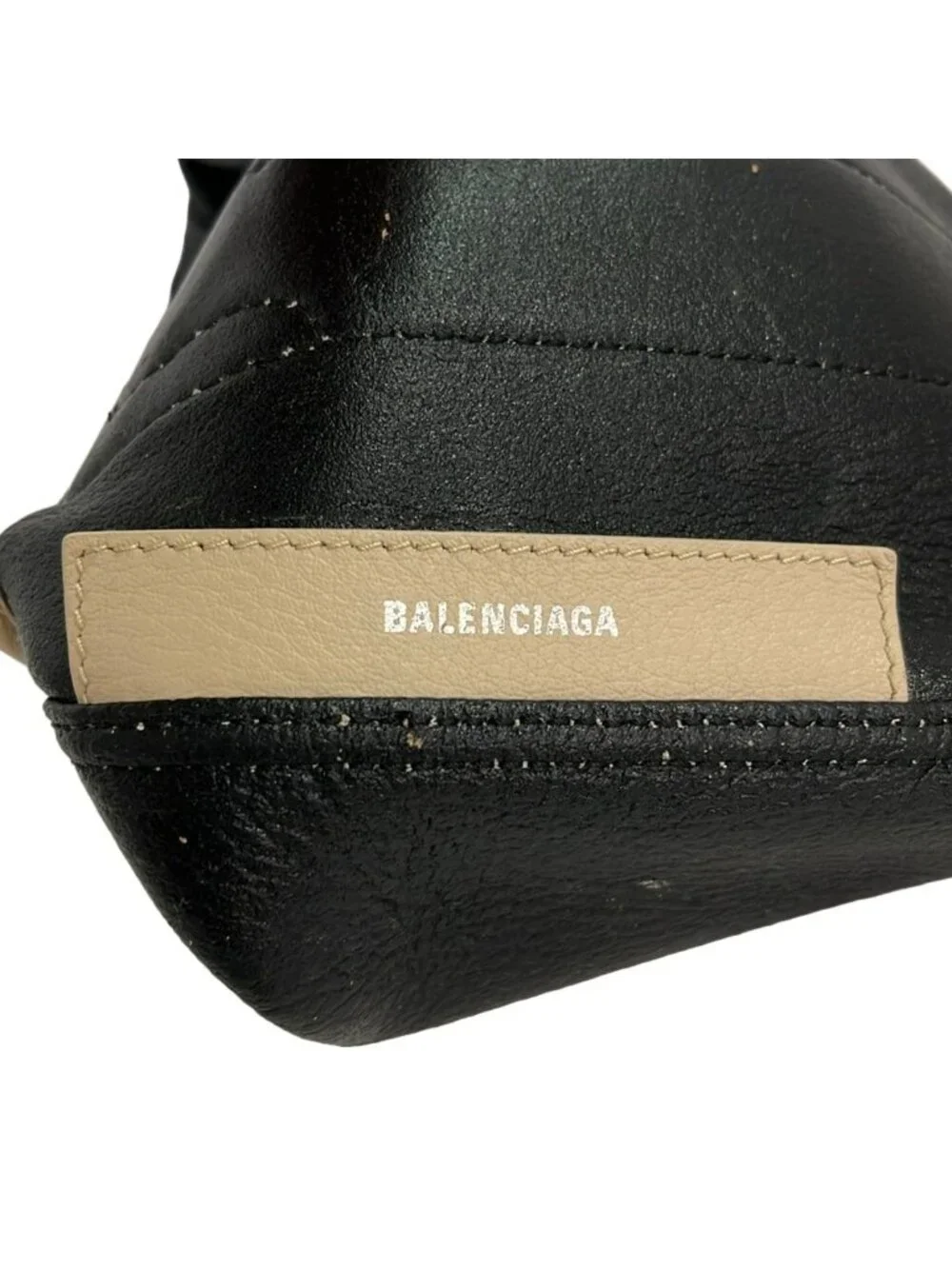 Balenciaga Tote Navy Cabas XS Beige Leather